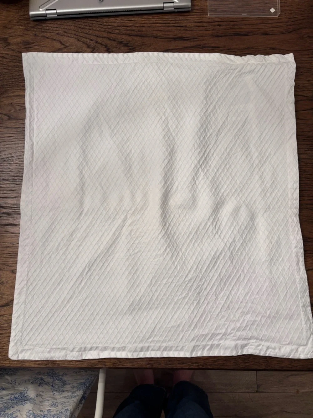 Wamsutta White Quilted Euro Pillow Cover 24x24 Cotton Envelope Closure